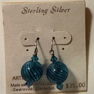 New Sterling Silver Blue Earrings with Swarovski Elements